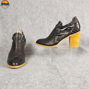 Latigo Jasmine Ankle Booties Black Adjustable Strap Block Heels Women's Size 7 M